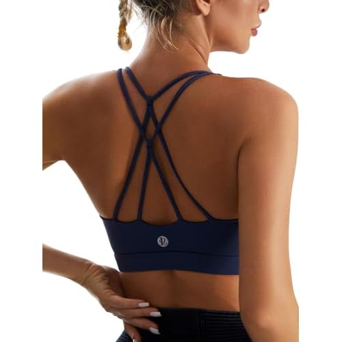 Sports Bras for Women,Padded Sports Bra Tank Top Sexy Crisscross Back High Impact Longline Workout Yoga Bra 2-navy Blue 3X-Large