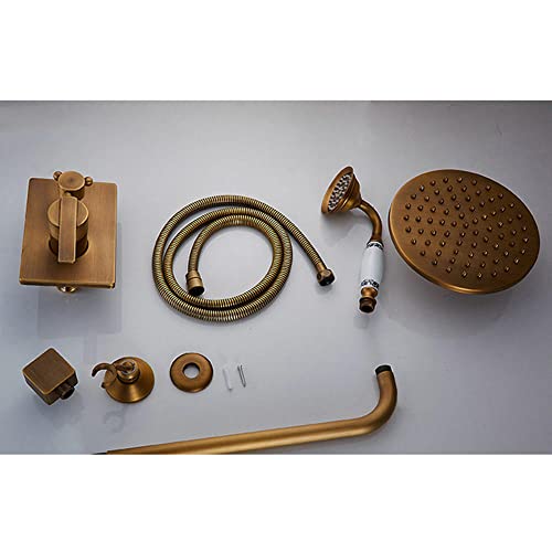 Mitigeur de douche mural noir mat ensemble rétro 8 pouces avec colonne de bain - 7