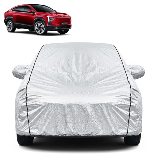Image of Waterproof Car Cover for Mahindra XEV 9e | Dustproof, UV Resistant & Scratch Protection | Soft Cotton Lining | Triple Stitched | Mirror Pockets & Elastic Fit | Silver