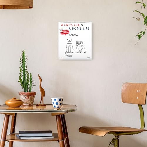 Alpha Edition - A Cat’s Life & A Dog’s Life 2026 – Wendekalender 30×30 cm (30×60 geöffnet) mit Katzen- & Hunde-Cartoons, humorvoller Wandkalender für Tierfreunde mit Illustrationen von Gemma Correll