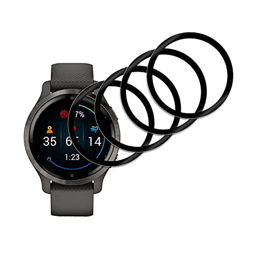[4-Stück] Kompatibel mit Garmin Venu 2 Schutzfolie, 3D Gebogene Vollabdeckung Schutz Displayschutzfolie, Wasserdicht Folie Anti-Kratzer Blasenfrei HD Klar für Garmin Venu 2 Cover
