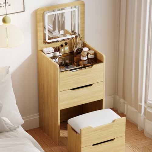 Amecke �h���b�T�[ �R���p�N�g �e�[�u�� ���C�g�t�� �R���p�N�g�ȉ��ϑ�e�[�u�� dressing table with mirror ��48/60cm LED���C�g�t�� �ȃX�y�[�X�̑��@�\�f�U�C�� ��e�ʎ��[�� ���C�ލ\�� �D�~���[ ���� ���ϑ� 