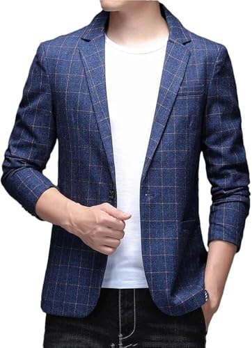 Men's Plaid Business Casual Jacket Classic Checked Wedding Dress Suit Notched Lapel Business Suit