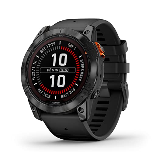 Garmin fēnix 7X Pro Solar, Reloj GPS Multideporte con Carga Solar, Pantalla táctil, Linterna LED, frecuencia cardíaca, mapas, música y 37 días de batería, Negr