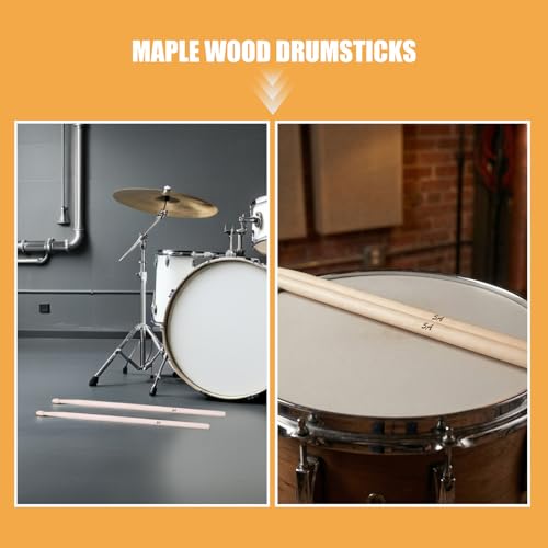 10 pares de baquetas para batería: baquetas rítmicas de madera de arce tamaño 5A – accesorios de percusión para práctica en caja clara – baquetas ligeras para banda miniatura 5