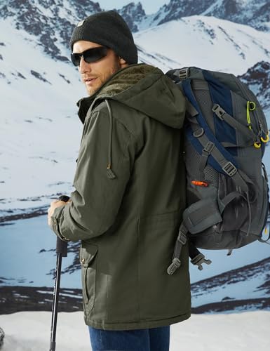MAGCOMSEN Men's Winter Jacket Cotton Fleece Lined Warm Jackets Work Cargo Military Coats with 6 Pockets3