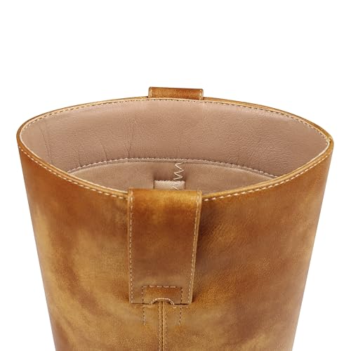 Image of Zzheels Women Mid-calf Cowboy Boots Pointy Toe Boot Embroidered Western Cowgirl Boots Chunky Heels