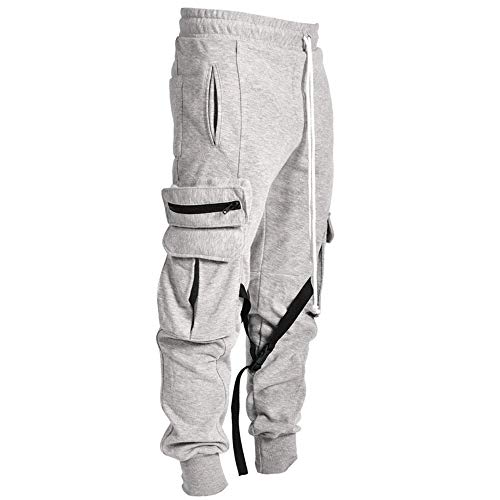 Xyxiongmao Streetwear Techwear Hip Hop Harem Pants For Men Sports Casual Loose Overalls Multi-Pocket Hip-Hop Trousers (Black, L) #TOP4