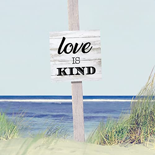 Plaque murale en bois Love is Kind 35x35 cm décor rétro - 5