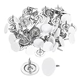 QUARKZMAN 120 Pcs Puntine Da Disegno 11mm X 10mm Testa Tonda Piatta Puntine Decorative Puntine Per Tappeti Per Lavagne Di Sughero Appendere A Parete In Ufficio Bianco