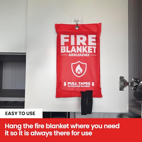 Image of Fire Blanket 2 Pack 40 inchx40 inch - CE Certified Fiberglass, Heat Resistant to 1076F - No-Mess Fire Suppression for Kitchen, Grill, Car, Camping & Home Safety