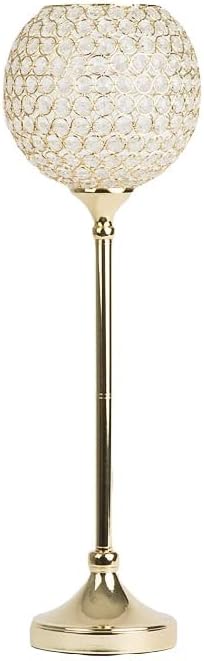 Glass Crystal Bowl/Ball Centerpiece on Stand 30", Bowl Size: Approx. 10" - Gold