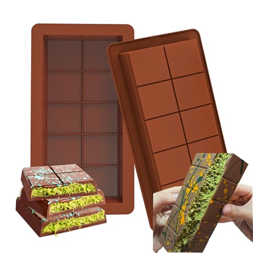 Deep Chocolate Bar Moulds, 2 Pcs Big Thick Silicone Chocolate Bar Moulds, Deep Silicone Thick Candy Mold for Praline Sweets