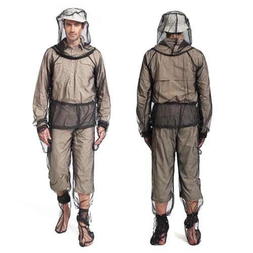 Traje de malla con capucha a prueba de mosquitos Yingluno para adulto, ropa impermeable para insectos para pesca y aventuras al aire libre miniatura 7