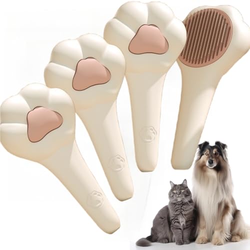 ZUKIDA 猫ブラシ 4点セット 浮き毛 一発取り くし 猫/犬/ウサギ用 アンダーコート 抜け毛 処理 長短毛兼用 マッサージ グルーミング ホワイト（White)