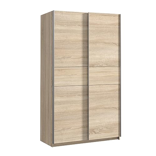 Homely | Armario de Puertas correderas Winter 120 | Acabado Laminado sintético Color Roble cámbrian con Franja Central Reversible en Blanco o Roble | Medidas 120x62. Altura 210 cm. | Diseño Funcional