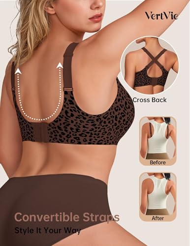 Image of Vertvie Wireless Jelly Bra Seamless Supportive Crossover | Full Coverage & Lift, Mesh V-Neck, No Underwire, Back Smoothing, Push Up, Plus Size, All-Age Comfort, Everyday T-shirt Bra