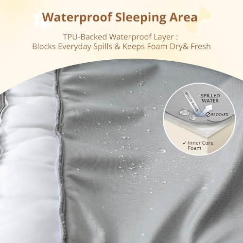 Image of EGOHOME Orthopedic Medium Dog Bed, Waterproof Washable L Pet Bed 35 inch | Egg-Crate Gel Memory Foam Dog Couch Pet Sofa with Removable Washable Cover, Non-Slip Bottom, CertiPUR-US, Grey