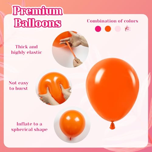 Image of BAUANOOY Pink and Orange Balloons, 60pcs 12 Inch Pink and Orange Party Decorations with Confetti Balloons for Bachelorette Tropical Luau Party Engagement Birthday Party Decorations