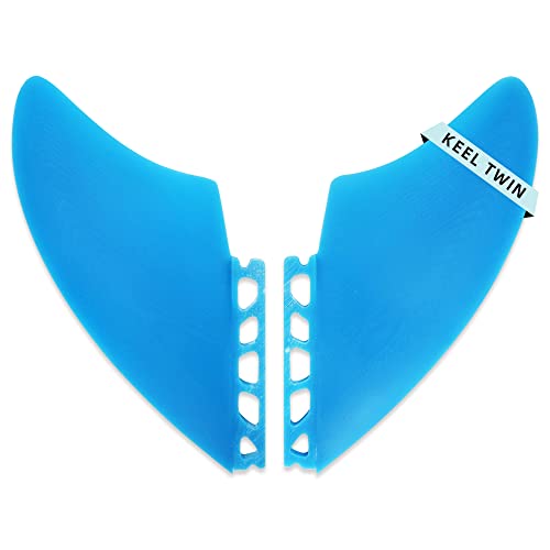 AQUBONA Futures Twin Keel Fins – Aletas para tabla de surf de peces de doble aleta – Suave fibra de vidrio flexible (azul)