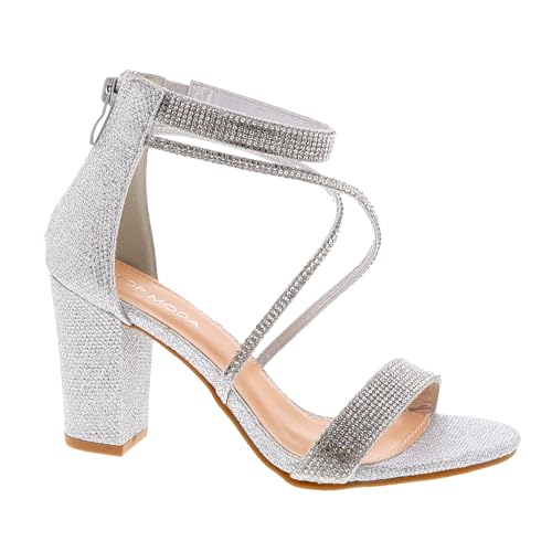 TOP Moda Rosa-66 Ankle Strap Dressy High Heel Sandal, Non-slip Sole, For Wedding, Party, Prom, Evening Wear, or Any Occasion, Sleek Style Block Heel Sandals - Main Image