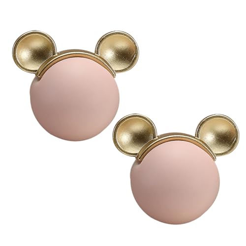 2 Stück Türknöpfe für Kinder Form der Maus Schrankknöpfe Mehrfarbig Keramik Zinklegierung SchubladeKnauf Bunte Möbelgriffe für Schränke,Innentüren,Küche,Wohnzimmer (Pink)