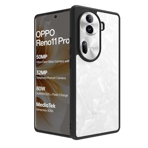 Image of RIGGEAR Shockproof Sleek Hybrid Armor Back Cover Case Compatible with Oppo Reno 11 Pro 5G (Clear PC + Black TPU Bumper)