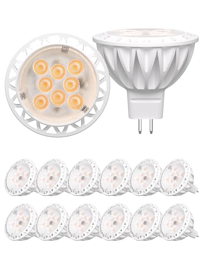 GOHDLAMP 12 Pack MR16 LED Light Bulbs, 50 Watt Equivalent Landscape Light Bulbs, 2700K Warm White 5W...