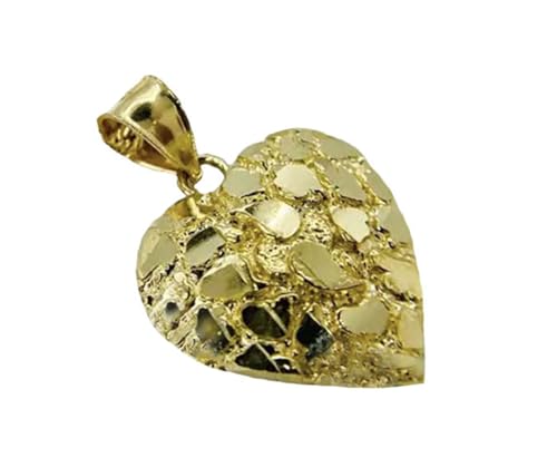 Hip Hop Unique Design Gold Nugget Heart Shaped Charm Pendant For Women and Men Jewerlry (Medium, Gold)