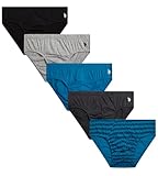 U.S. POLO ASSN. Mens Underwear Briefs - 5 Pack Cotton Tag Free Low Rise Briefs Underwear for Men Pack with Contour Pouch, Size Medium, Crystal Teal/Charcoal/Print/Heather Grey/Black