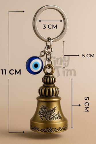 Image of Tiny Tim Guardian Bell with Evil Eye Charm - Protective Motorcycle & Car Accessory - Tibetan-Inspired Design - Wards Off Negative Energy - Ideal Gift for Bikers & Travelers