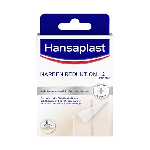 Hansaplast Narben Reduktion (21 Stück je 3,8 cm x 6,8 cm), Narbenpflaster zur Reduktion der Sichtbarkeit von Narben, macht Narben...