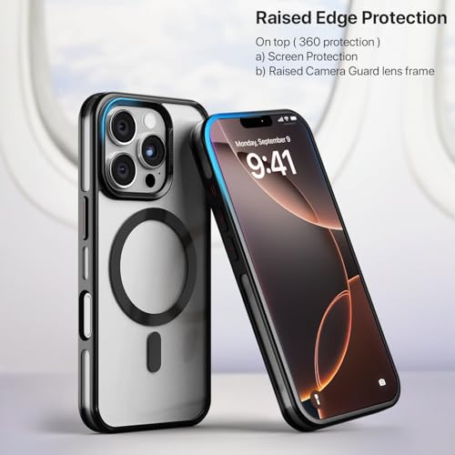 Image of GRIPP Matrix Case Compatible with Mag-Safe for iPhone 16 Pro Max | Military Grade 12ft Drop-Tested with D30 Technology, Transparent Back, Camera Ring Kickstand Function, Shockproof Back Cover - Black