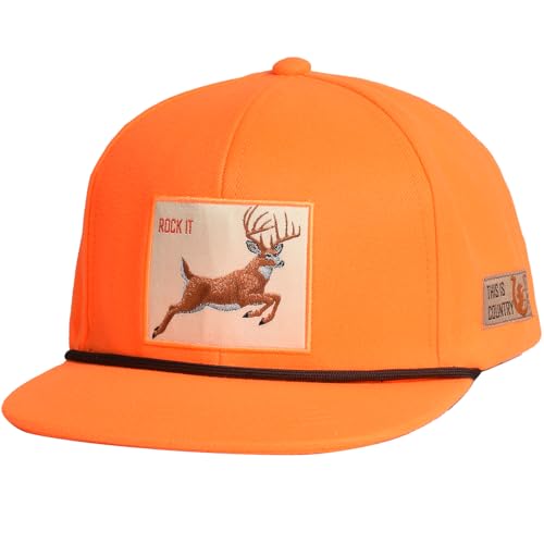 EDTREK Elite Youth Country Hat for Big Kids - Boys Snapback Hat with Flat Brim (Blaze Orange - Rock It)