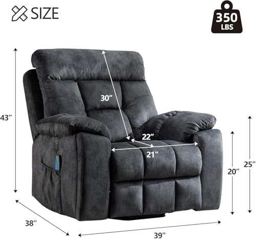 Image of CANMOV Large Power Lift Recliner Chair with Massage and Heat for Elderly Big and Tall People, Overstuffed Wide Recliners with 2 Cup Holders, Side Pocket and USB Port, Grey