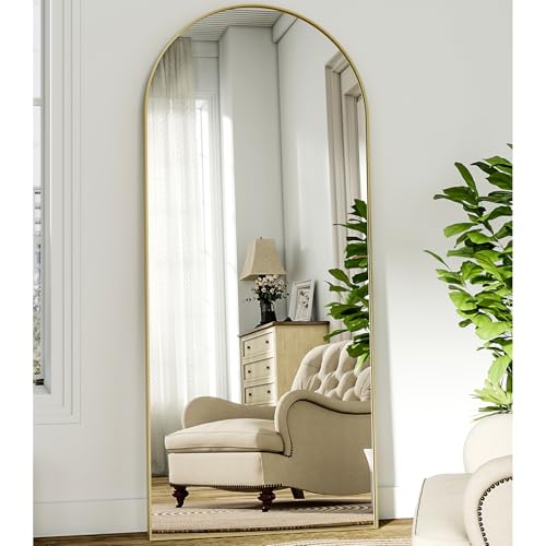 BEAUTYPEAK Espejo de cuerpo entero, 181 x 63 cm, grande, de longitud completa, montado en la pared, inclinado, espejo de suelo de cuerpo completo como vestidor, espejo de vanidad para salón, color