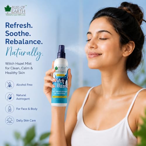 Image of Bliss of Earth Witch Hazel Toner For Face, Acne & Oily Skin, Natural Pore Minimizer, Alcohol Free Facial Astringent, 100ml