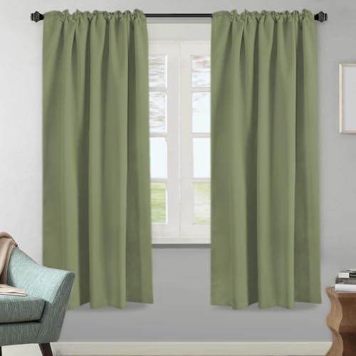 Image of H.VERSAILTEX Blackout Curtains for Living Room Thermal Insulated Window Treatment Panels Room Darkening Blackout Drapes Back Tab /Rod Pocket Bedroom Draperies, 52 x 72 Inch, Sage, 2 Panels