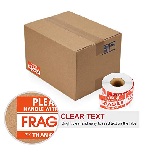 Methdic 2"X 3" Fragile Stickers 500 Labels Per Roll Strong Adhesive (Handle With Care,Do Not Drop,Thank You) Labels For Shipping And Moving #TOP3