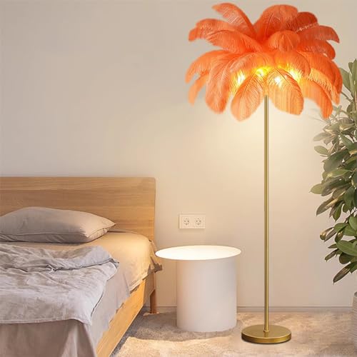 Lámpara de pie de plumas decorativa e iluminación elegante para dormitorios modernos