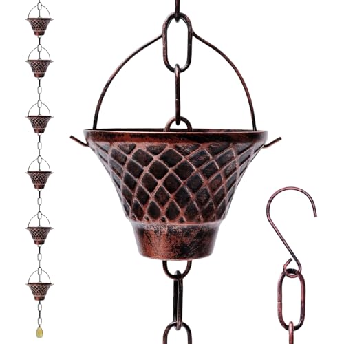 Elnwnnkc Catena antipioggia in acciaio inossidabile resistente alla ruggine Catena da pioggia da giardino per drenaggio dell'acqua all'aperto in giardini Catena di scarico della pioggia