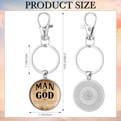 Image of 50 Pcs Christian Gifts for Father Day Man of God Keychains Bulk Religious Bible Verse Gift for Men Pastors Church (Vintage)