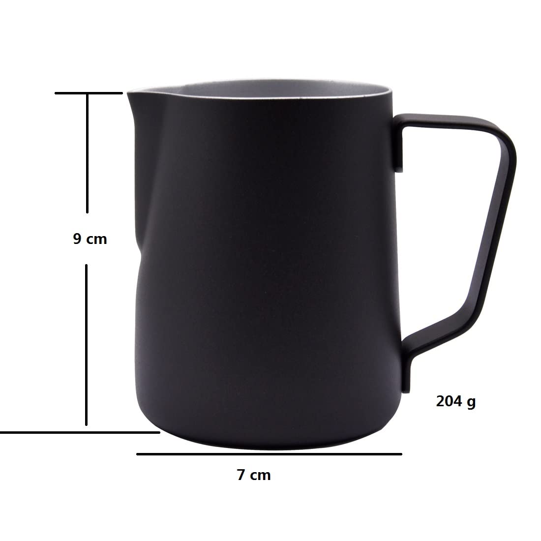 Abcsea 1 Piece Stainless Steel Milk Frothing Pitcher Jug, Milk Frother jug, Milk Foaming Jug for Coffee and Latte Art Black 350ml/12oz - Image 2