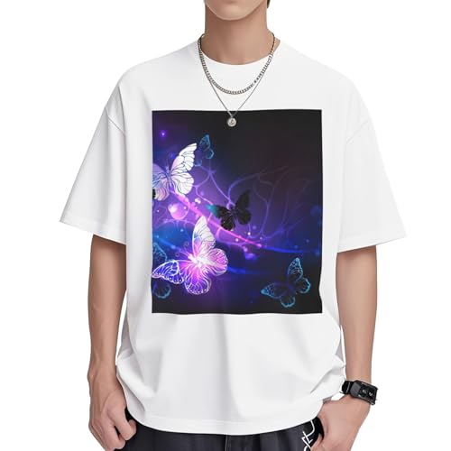 T-shirt papillons de nuit à manches courtes et col rond basique coupe ample