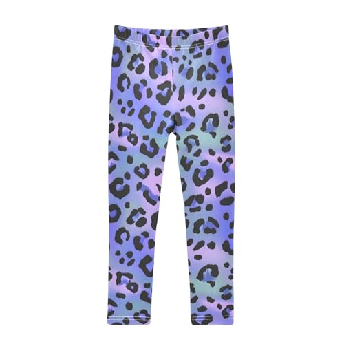 Blue Purple Leopard Girls Leggings Soft Stretch Workout Yoga Dance Pants for Kids Casual Tights