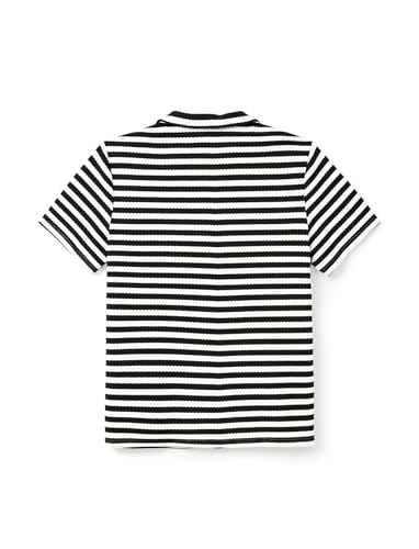 Image of PATPAT Family Matching Summer Outfits, Ribbed Knit Striped Women Skirt Set, Men Button Down Shirt and Kids Outfits