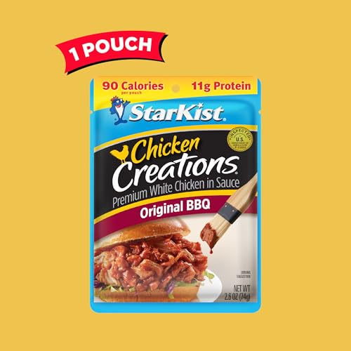 Image of StarKist Chicken Creations Original BBQ, 2.6oz Pouch, 1-Pack | 11g Protein Per Serving, Fully Cooked White Meat, Soy Free, No Draining, Ready to Eat for Salad and Sandwiches