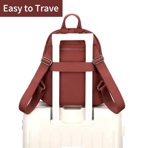 Image of Tanweibago Mini Nylon Women Backpacks,11L Small Ladies backpacks Casual Lightweight Women Shopping Travel Daypack (Z1-brick red)