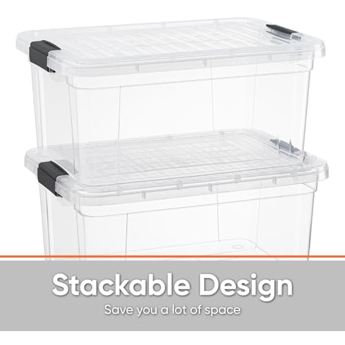 Image of Superio Storage Bins with Lids- 2 Pack, 21 Qt Clear Boxes for Organizing, Stackable Plastic Containers- BPA Free, Non-Toxic, Odor Free, Organizer for Home, Office, Dorm