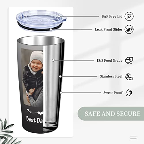 Dad Gifts From Daughter Dad Tumbler Gifts For Dad Personalized Tumbler With Photo Text Stainless Steel For Dad Tumbler For Men Custom Dad Coffee Mug Anniversary Birthday Christmas Gift For Dad Mom #TOP4